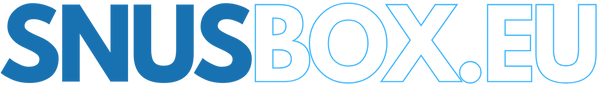 Logo of SNUSBOX.EU with blue and white text.
